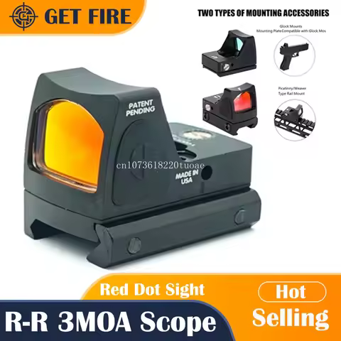 Mini Red Dot Sight RR 3MOA Scope with Glock Rear Sight Base Airsoft 1913 Mount Riflescope Fit 20mm W