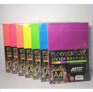 ASTAR A4 MIX FLUORESCENT STICKER 100s 85GSM / Kertas Sticker Warna Fluorescent A4