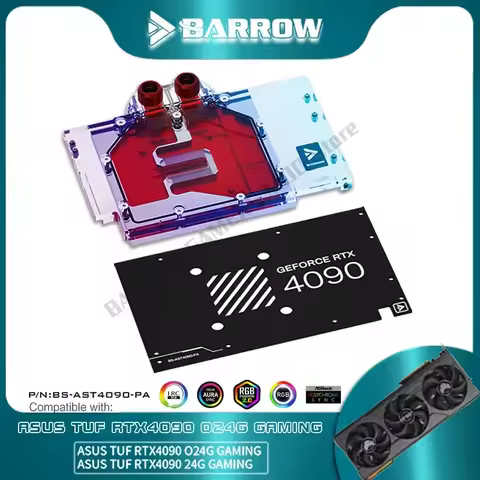 Barrow 4090 Water Block For ASUS RTX 4090 TUF/ Strix Graphics Card GPU Water Cooler 5V With Black/Wh