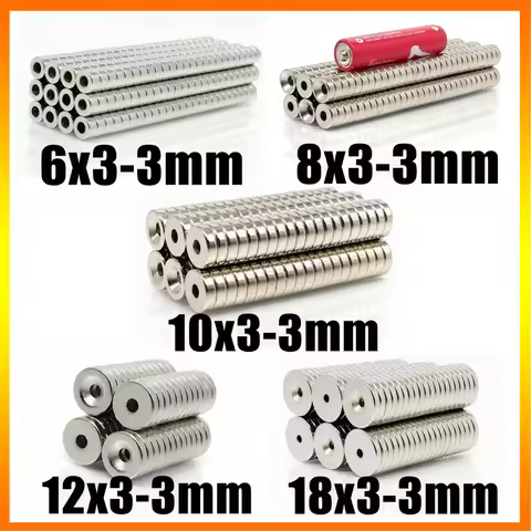 6x3-3 8x3-3 10x3-3mm Magnet 10-200pcs Round Hole3mm Office Fridge Whiteboard Refrigerator Craft 12x3