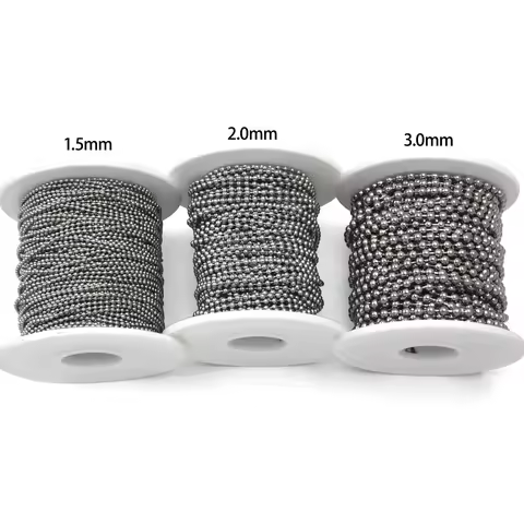 2-30M Ball Bead Chain, 304 Stainless Steel Bead Chain for Roller Shades, Window Blinds Dog Tags, J 1