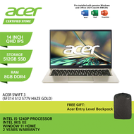 Acer Laptop Swift 3 577V ( 14 Inch QHD IPS | Intel I5 1240P | 8GB RAM | 512GB SSD | Intel Iris XE | Windows 11 + Ms Office Home &amp; Student | 2 Years + 1st Global Warranty | 1.25KG )