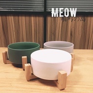 Ready Stock Japanese Style Ceramic Pet Bowl ins Ceramic Cat Bowl Dog Bowl with Wooden Frame