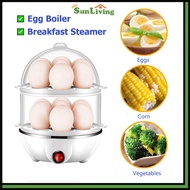 Electric Egg Boiler Half Boiled Egg Maker Double-Layer 2-Pin Plug Auto Power-off without Water 煮蛋器
