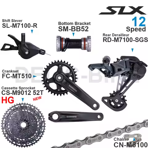 SHIMANO SLX M7100 1x12 Speed Groupset with Shifter Rear Derailleur CRANKSET and Cassette Sprocket 11