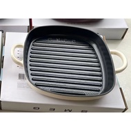 SMEG 26CM cast iron enamel steak pan flat bottomed pan pure iron pan steak pan pan universal inducti