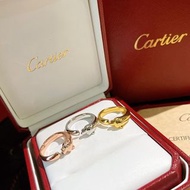 Cartier 窄版豹紋開口戒指 - 玫瑰金/金色/銀色