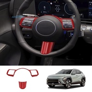 Car Steering Wheel Button Decoration Cover Trim Accessories for Hyundai KONA 2024+ Car Accessories