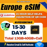 【CSL】Europe eSIM | 15-30 Days High-Speed Data | Free Calls | Native vodafone Network | esim Europe S