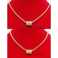 [VJ]Cop916🔥Premium Charm CZ Necklace 999.9 Bangkok Gold Plated [Rantai Leher Charm]