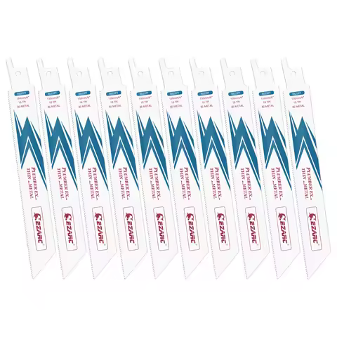EZARC 10pcs 6Inch Reciprocating Saw Blades 18TPI Bi-Metal Cobalt R622PT for Thin Metal Cutting, 150m
