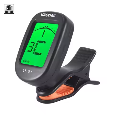 LINGTING LT-01 Mini Clip-On Digital Electronic Tuner 360°Rotatable with 2Backlight LCD Screen for Gu