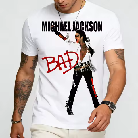 Michael Jackson Bad Tour 1988 Oversized Summer Men'S Clothes Streetwear Top Tee Children Adults Pare