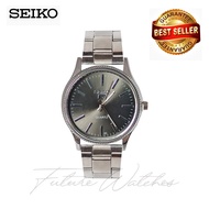 Seiko 5 Black Dial Silver Stainless Steel Strap Watch