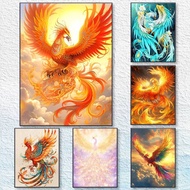 RKFLGEW Diy Cross Stitch Bead Kit Divine Bird Phoenix Bead Embroidery Set Animal Cross Stitch Needle