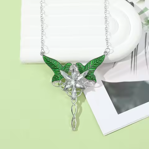 Vintage Arwen Evenstar Crystal Necklace Silver Color Fashion Exquisite Pendant Women's Jewelry Acces
