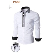 KEMEJA P559 Men's White Shirt Handsome Handsome Handsome Full SIZE