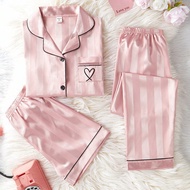Bộ 3 áo len cardigan tay ngắn in họa tiết dưa hấu, quần short và quần dài, đồ mặc nhà phối hợp cho b
