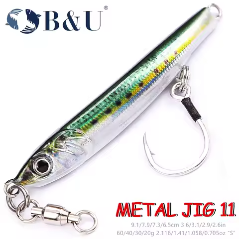 B&U Metal Jig 3D Printed S-shaped Fast Sinking Metal Jig Lure Spoon Saltwater Shore Casting Fishing