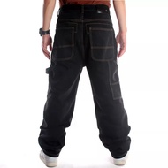 Mens Straight Loose Fit Hip-Hop Jeans Skateboard Casual Street Dance Hip Hop Jeans Denim Pants Big p