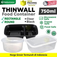 Thinwall Rectangle & Round 750ML Food Container Box Delkochoice Plastic Food Container