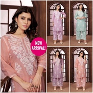 (M To 4XL) Plus Size Women's Kurti-Plazzo Set /Cotton With Chikankari Kurti Plazzo Of New Concept