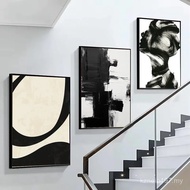 Black and White Simple S-Style Textured Abstract Painting Poster Art Bedroom Living Room Office Home