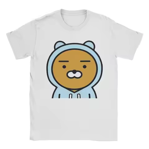 Casual Kakao Friends Ryan T-Shirt Men Round Neck Cotton T Shirt Short Sleeve Tees Plus Size Tops