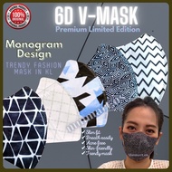 6D Earloop/Headloop 4ply Design V-Mask 50/box (Mars) Adult Dadu Geometric Triangle  Monogram 5D Duckbill 3D Face Mask3D