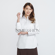 KEMEJA PUTIH POLOS WANITA / BAJU KANTOR FORMAL KERJA JUMBO / KEMEJA PUTIH PANJANG COTTON STRETCH