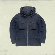 Black Double Zip Hood Jacket Beams Heart L Size Wool Material Y2K Design Model