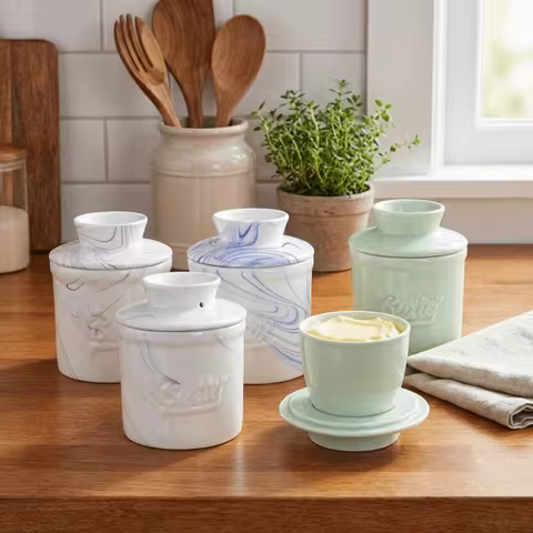 Multi-functional Sealed Round Butter Box Keep Fresh with Lid Butter Bell Crock Large Capacity Cerami