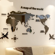 Type World Map 3D Acrylic Wall Stickers Crystal Mirror Stickers for Office Sofa TV Backgrou
