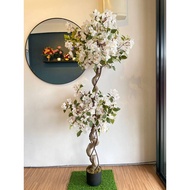 Pokok Bunga Kertas Bonsai Putih Hiasan / Premium Artificial Bougainvillea White Bonsai tree Flower D