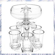 Party Drink Dispenser with 6 Shot Glasses Set - Acrylic Touchless Liquor Dispenser for Beverage Cide