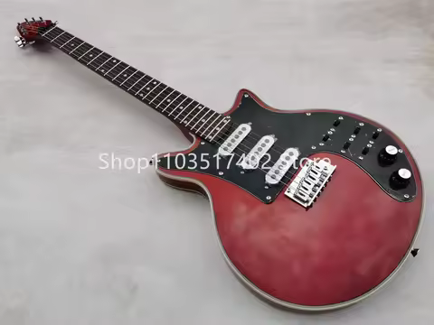 Free Shipping！signed by Brian May, special vintage cherry red 6-string electric guitar, pickup truck
