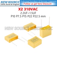 [1-10pcs] X2 310VAC 1UF Safety Capacitor 2.2UF 0.1UF 0.22UF 0.047UF 0.56UF 0.82UF 0.022UF 1.5UF P10 