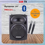 Dynamax PRO151 15" Inch Bluetooth Portable Speaker PA Public Address System 15Inch+2 Wireless Handheld Microphone FIXIA