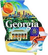 Georgia State Shape Collage Acrylic Magnet, Made in USA, Travel Souvenir Keepsake, 3 x 2.75 Inches