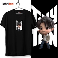 Premium Cotton 100% Ready Stock Stylish Infinitee Bts Tiny Tan V Jungkook Shirt Kpop Merch in Black 