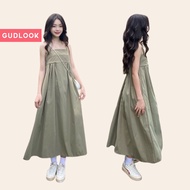 Váy Babydoll 2 Dây Kaki GUDLOOK Dáng Suông Rộng Nữ Tính