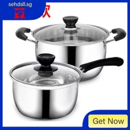 [in stock] Stainless steel steamer soup pot thickened noodles small milk Pot Mini small pot instant noodles supplementary food pot induction cooker gas universal ZSSI
