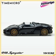 TimeMicro 1:64 Porsche 918 Spyder Limited Edition - Black & Gold Premium Alloy Model | Hand-Painted 