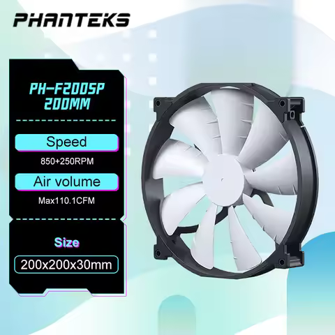 PHANTEKS F200SP Black High Air Volume Computer Case Fan 200mm 4Pin PWM Quiet Cooling Fan FDB Hydraul