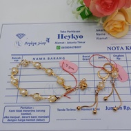 HeyKyo - Set Perhiasan Wanita Emas Muda Model  Gelang Mutiara Rigi 4.0 gram Dan Cincin 3.0 gram Lapi