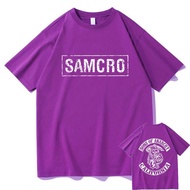 Sons Of Anarchy SAMCRO พิมพ์สองด้าน Tshirt Men Womnen แฟชั่น Hip Hop Rock Tees แขนสั้นฤดูร้อนเสื้อ T