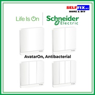 Schneider Electric AvatarOn, Anti-bacterial, 16AX 250V 1Way Switch (Available in 1/2/3/4 Gang) (Whit