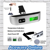 Digital Electronic LCD Luggage Scale Pocket Weighing Scales Thermometer 50kg