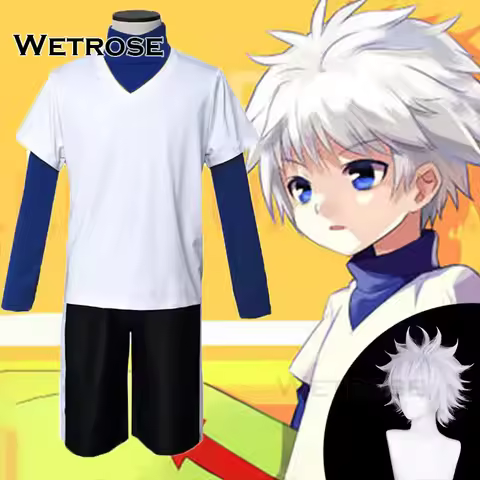 【Wetrose】In Stock Killua Zoldyck Cosplay Costume Hunter × X Hantaa Kirua Zaoldyeck T shirt Full Set 