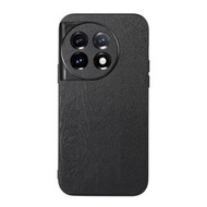 全城熱賣 - 適用於OnePlus 11 樹紋PU皮手機殼（黑色）